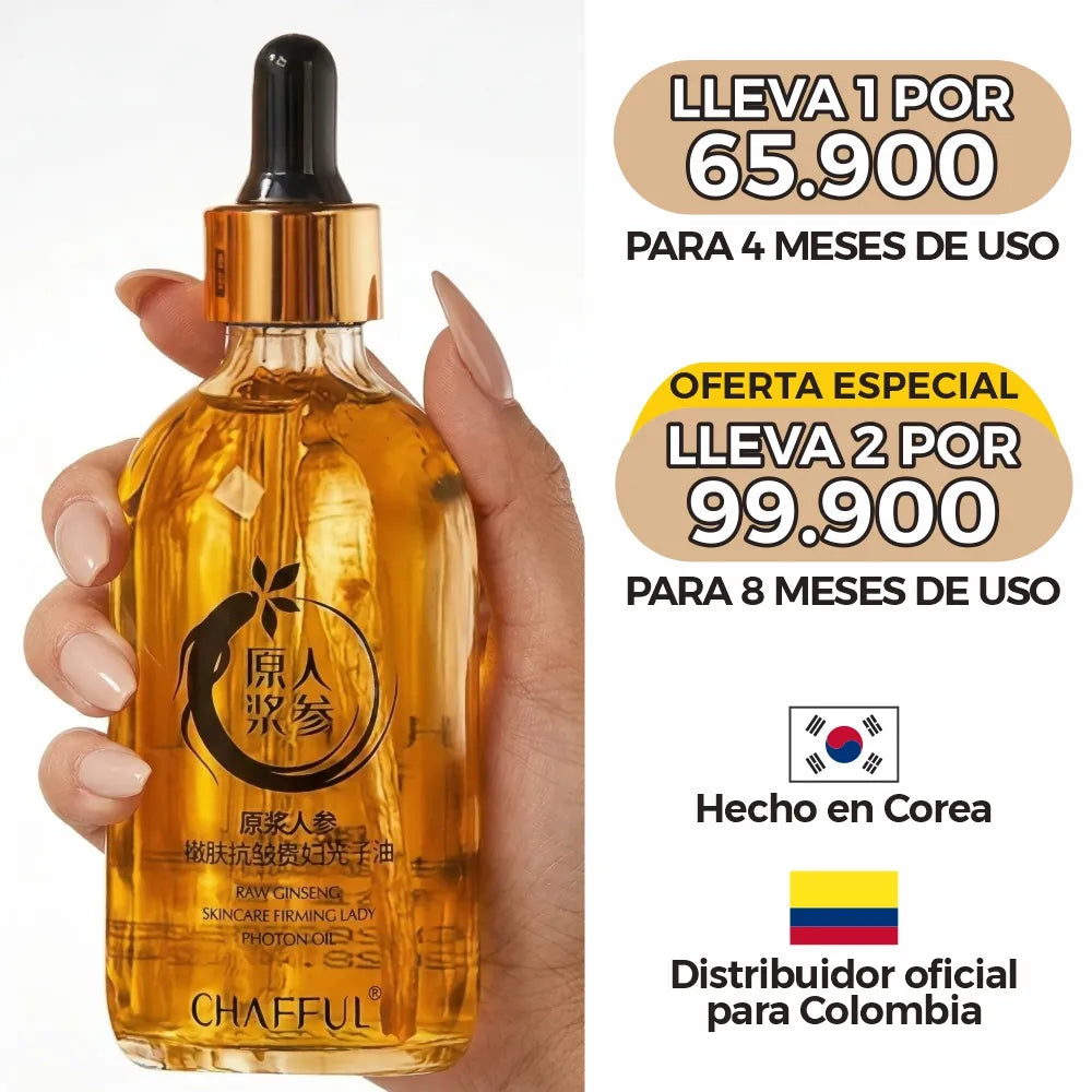 Sérum de Ginseng ­­antiedad con raíz real.