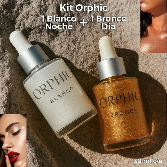 Kit Brillo Corporal Orphic · Bronce Día + Blanco Noche