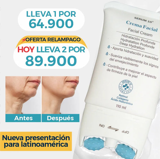Serum 10 · Crema reafirmante de cuello.